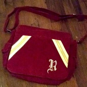 Burgundy ‘R’ Messenger Bag/ satchel